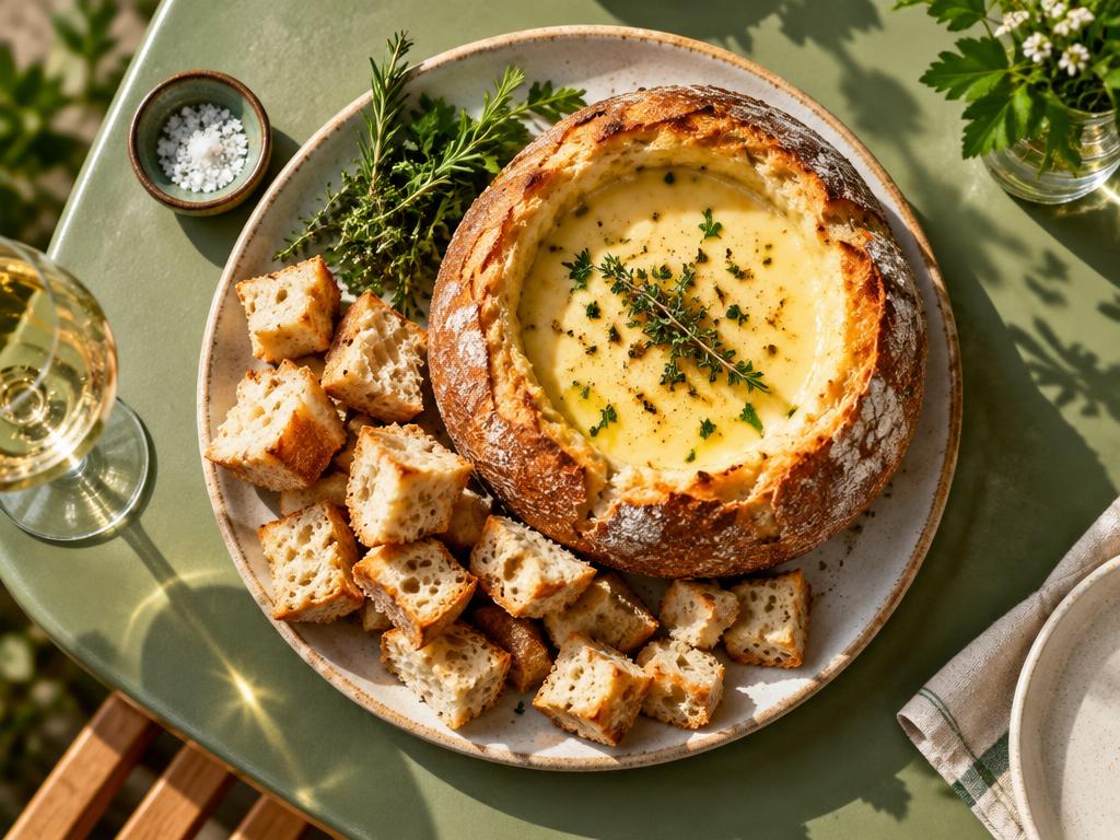 Fondue en pan de campo — imagen ilustrativa